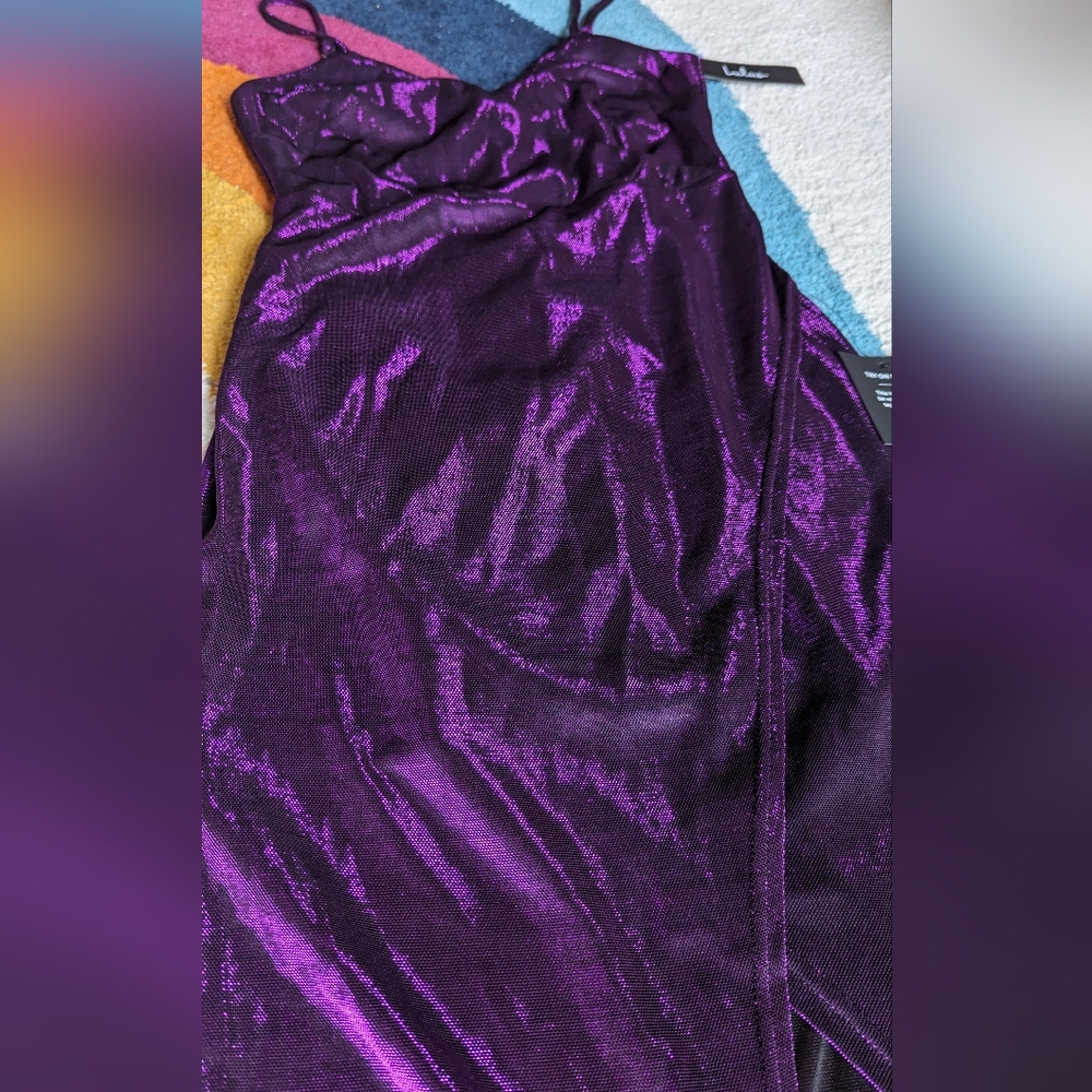 NWT Lulu's Purple Metallic Shimmer Dress - Picture 3 of 14